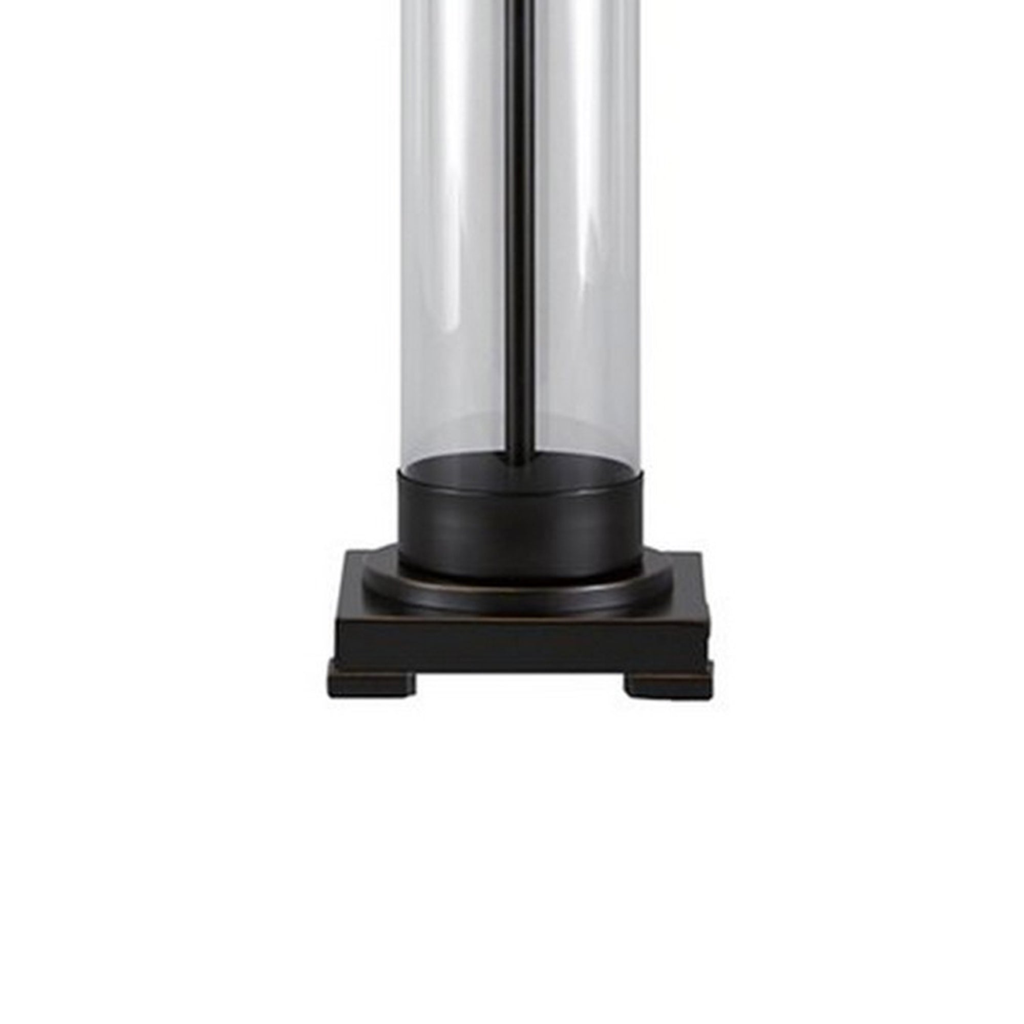 Glass and Metal Frame Table Lamp with Fabric Shade Gray and Black-zoom-4