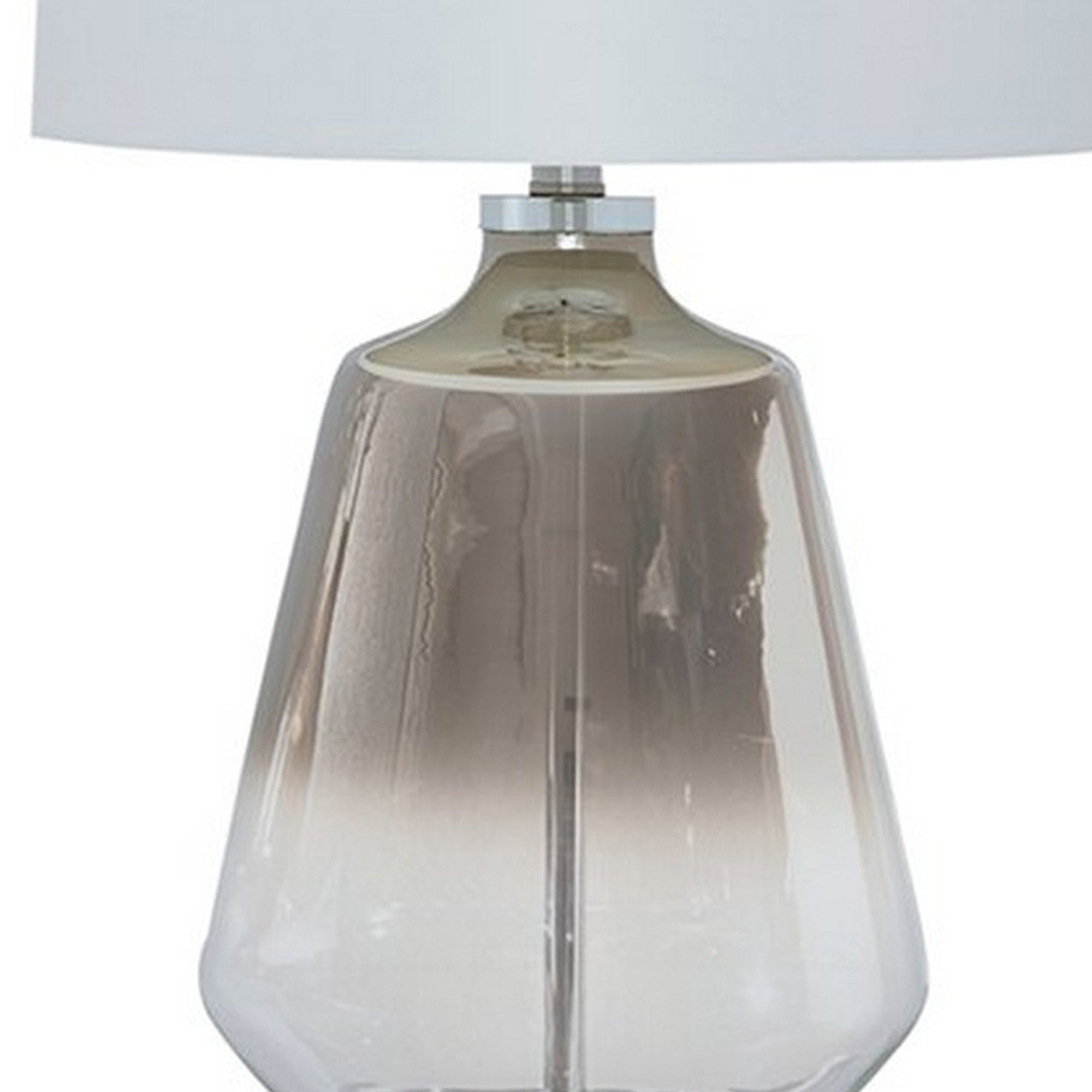 Sculptured Glass Frame Table Lamp with Fabric Shade Gray and White-zoom-3