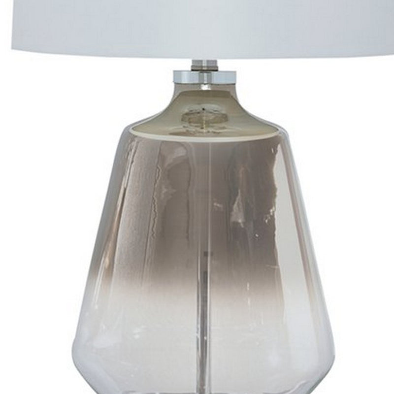 Sculptured Glass Frame Table Lamp with Fabric Shade Gray and White-zoom-