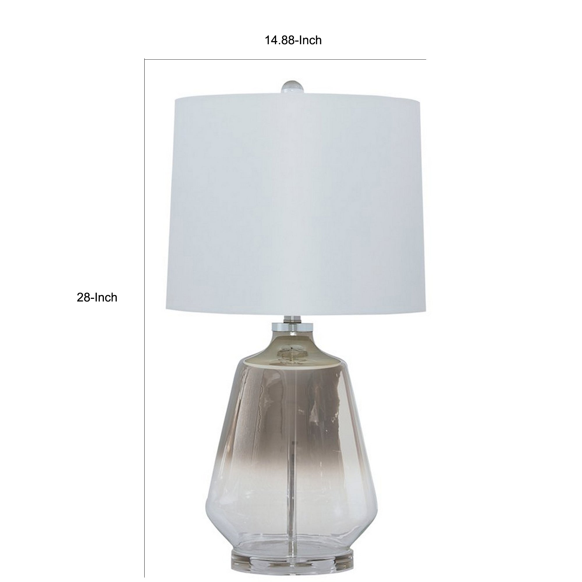 Sculptured Glass Frame Table Lamp with Fabric Shade Gray and White-zoom-5