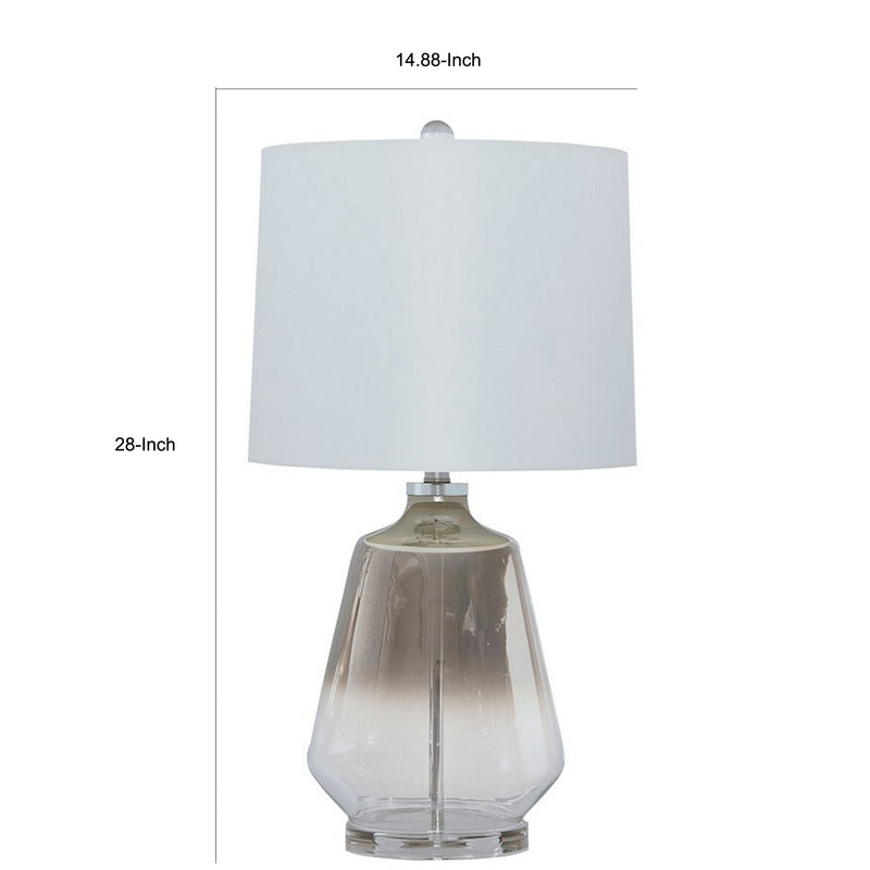 Sculptured Glass Frame Table Lamp with Fabric Shade Gray and White-zoom-