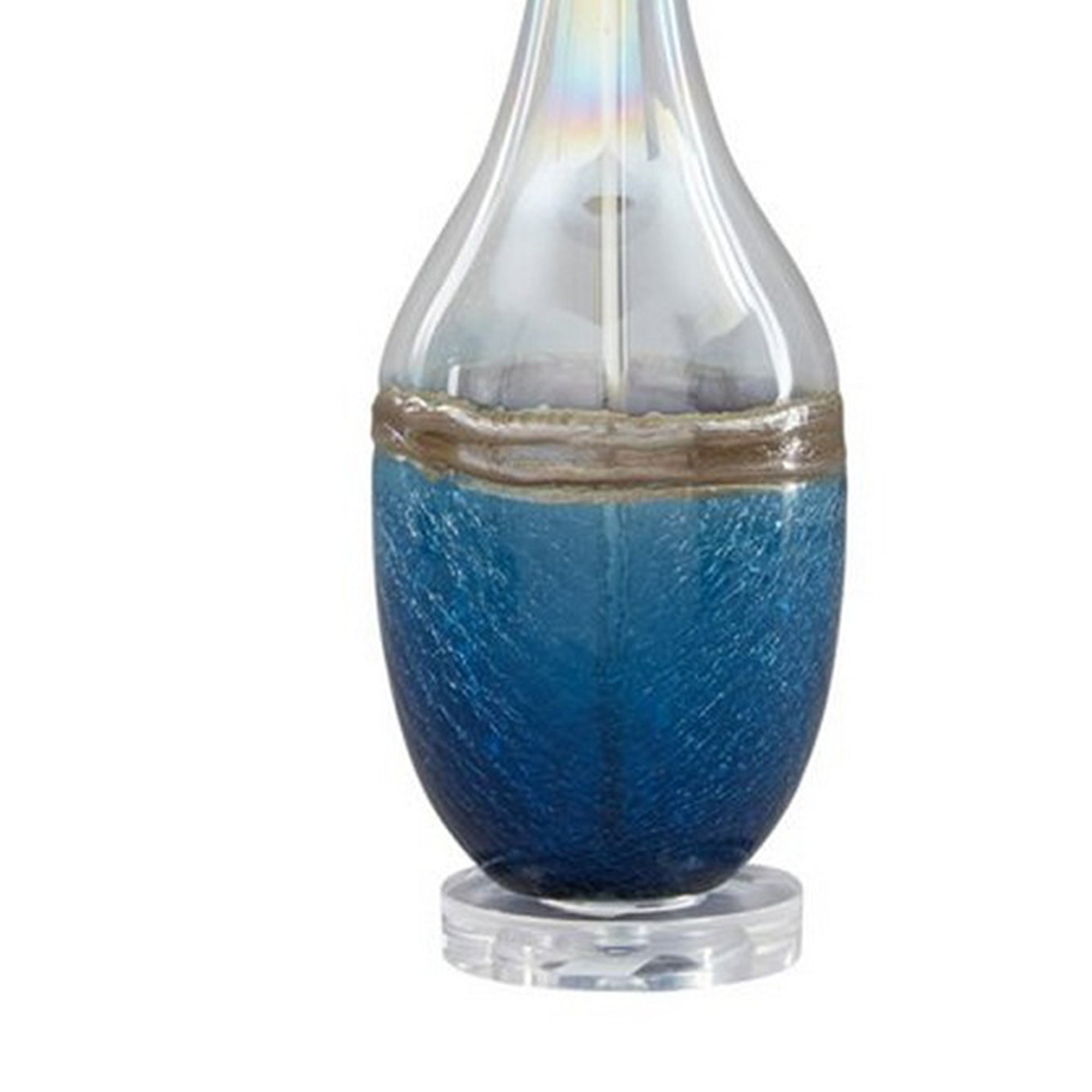 Vase Shape Frame Table Lamp with Fabric Shade Set of 2 Beige and Blue-zoom-3