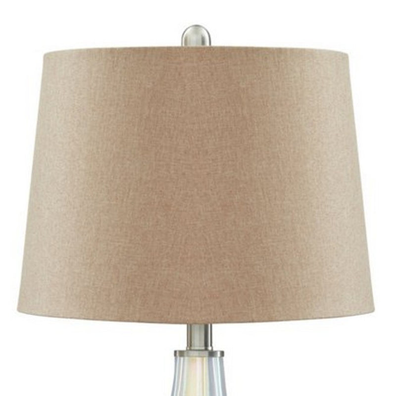 Vase Shape Frame Table Lamp with Fabric Shade Set of 2 Beige and Blue-zoom-