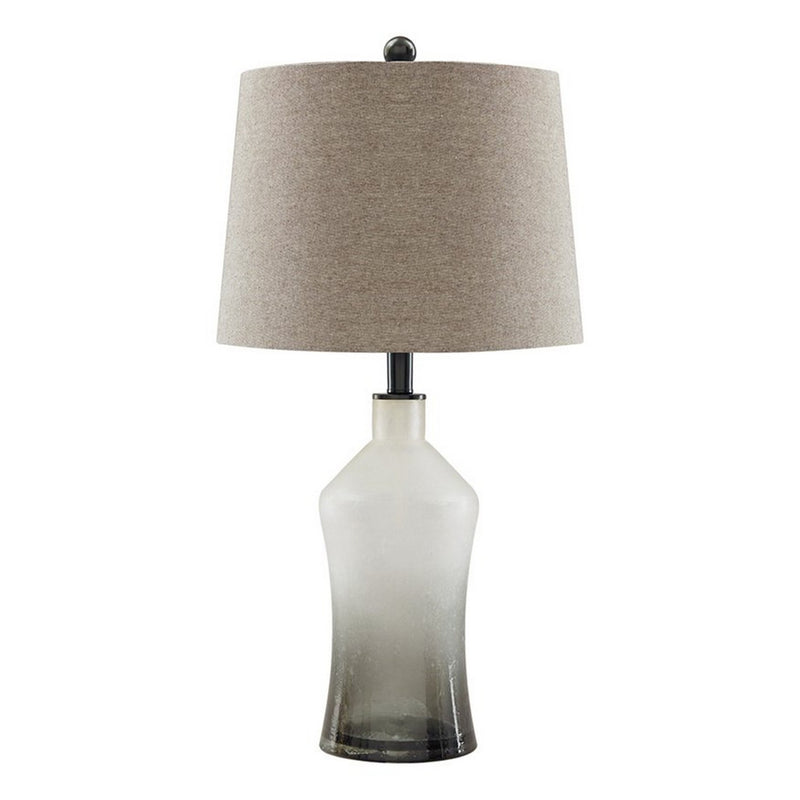 Vase Shape Frame Table Lamp with Fabric Shade Set of 2 Gray and Clear-zoom-