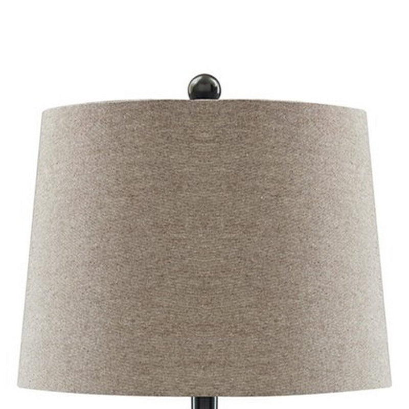 Vase Shape Frame Table Lamp with Fabric Shade Set of 2 Gray and Clear-zoom-