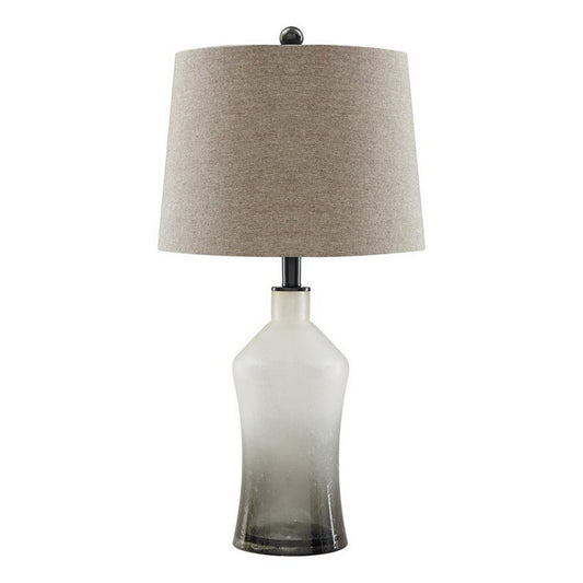 Vase Shape Frame Table Lamp with Fabric Shade Set of 2 Gray and Clear