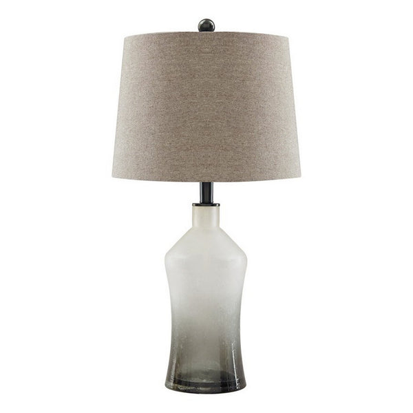 Vase Shape Frame Table Lamp with Fabric Shade Set of 2 Gray and Clear