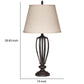 Metal Frame Table Lamp with Fabric Shade Set of 2 Cream and Bronze