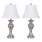Metal Frame Table Lamp with Fabric Shade Set of 2 White and Silver