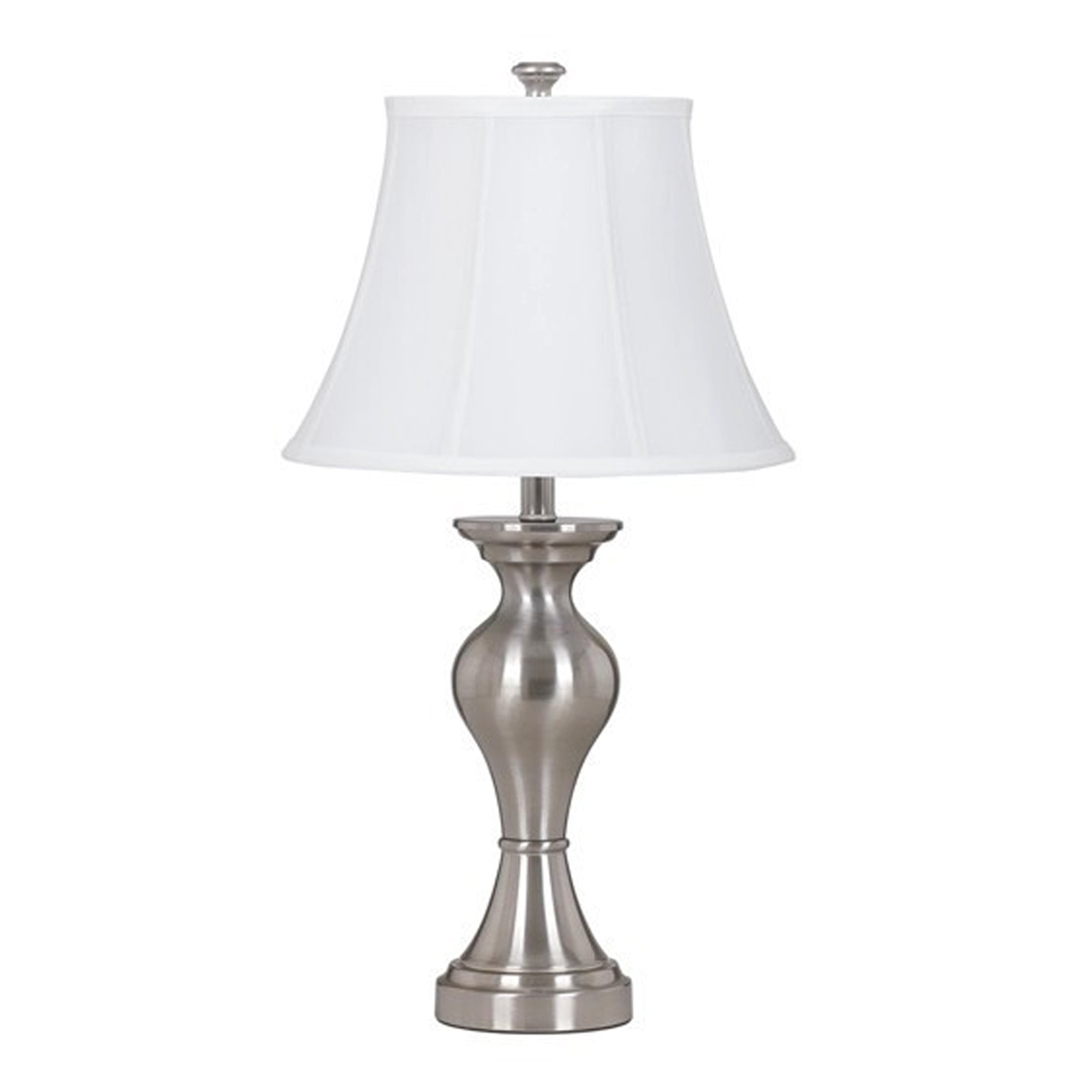 Metal Frame Table Lamp with Fabric Shade Set of 2 White and Silver-zoom-2