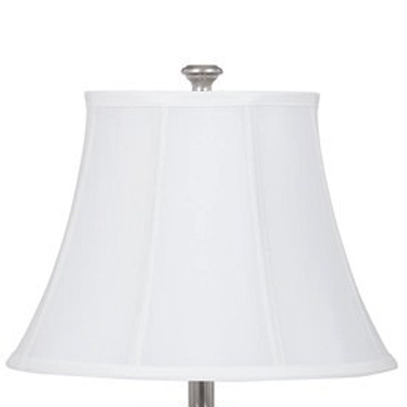 Metal Frame Table Lamp with Fabric Shade Set of 2 White and Silver-zoom-