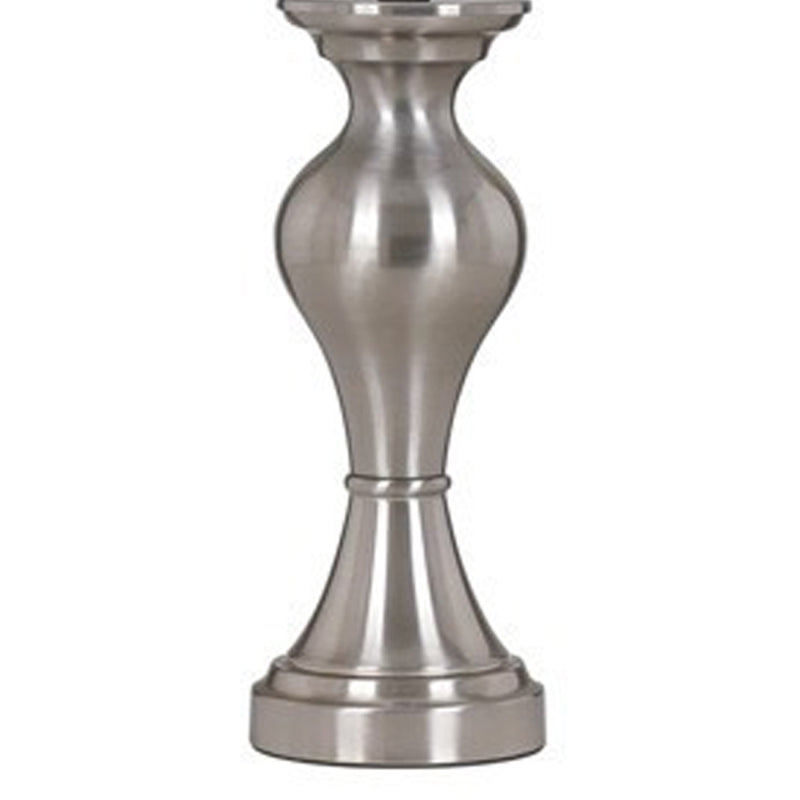 Metal Frame Table Lamp with Fabric Shade Set of 2 White and Silver-zoom-
