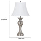 Metal Frame Table Lamp with Fabric Shade Set of 2 White and Silver