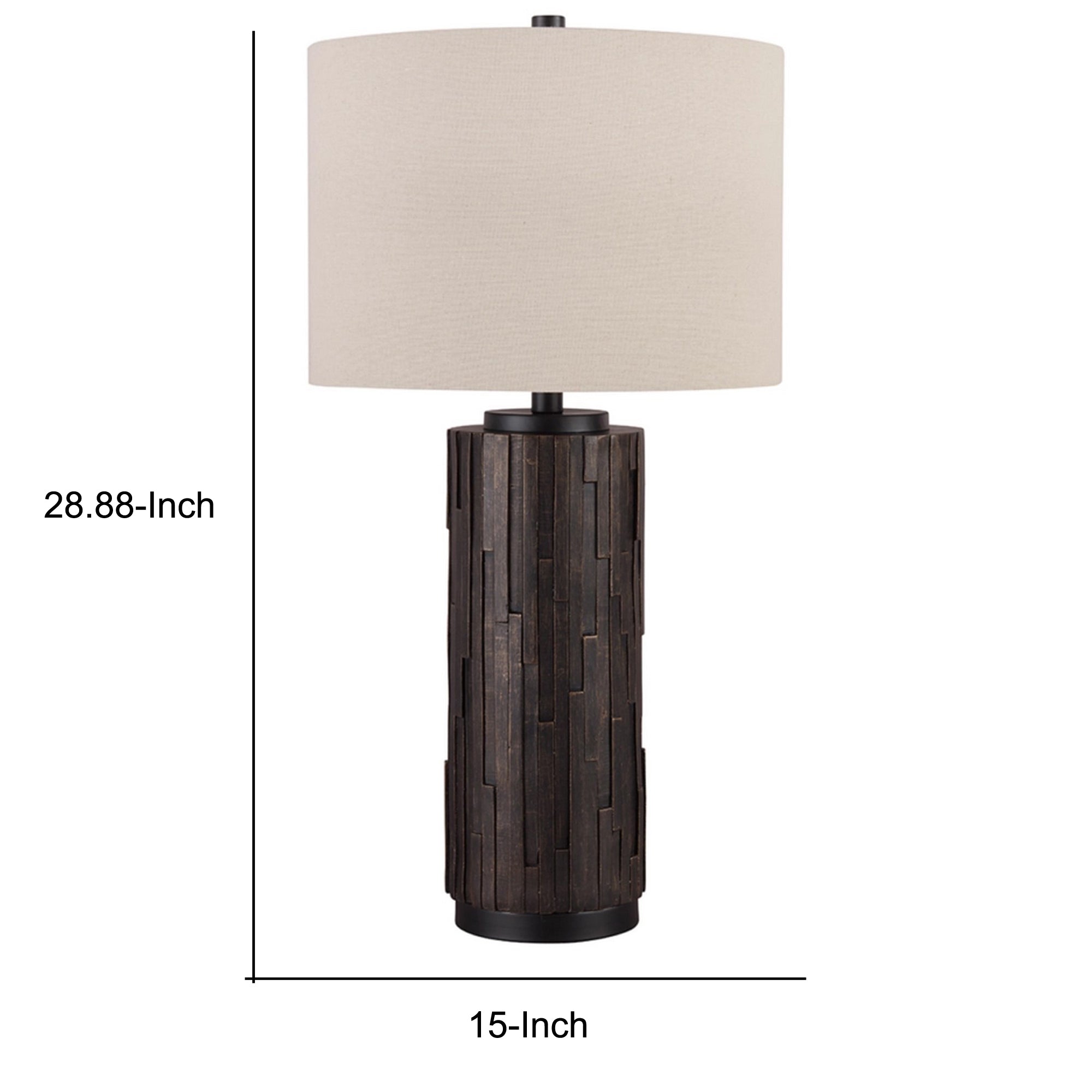 Textured Polyresin Frame Table Lamp with Drum Shade Off White and Bronze-zoom-5