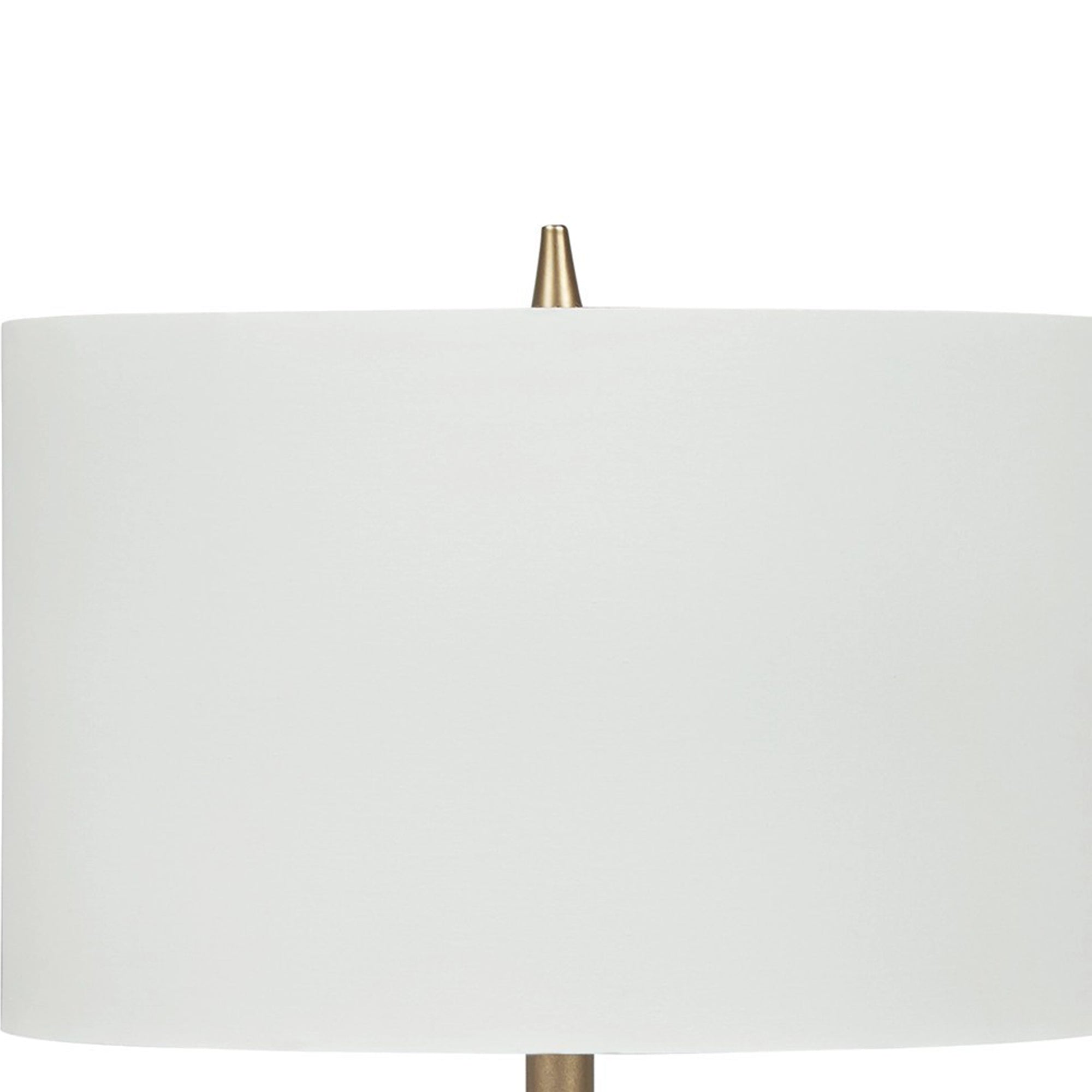Wood and Metal Conical Base Table Lamp with Fabric Shade Brass and White