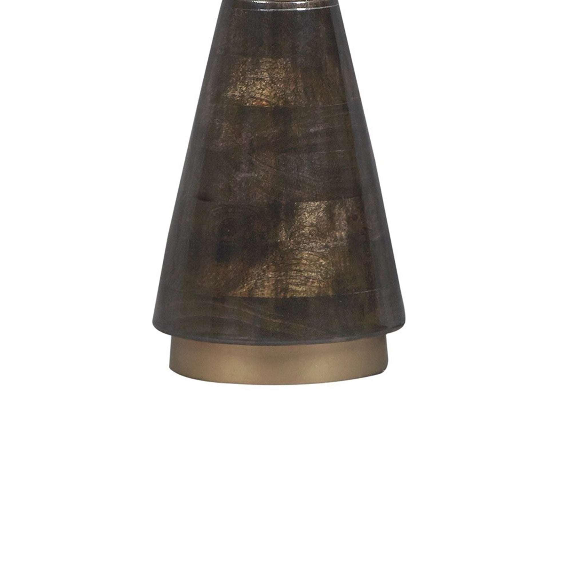 Wood and Metal Conical Base Table Lamp with Fabric Shade Brass and White-zoom-4