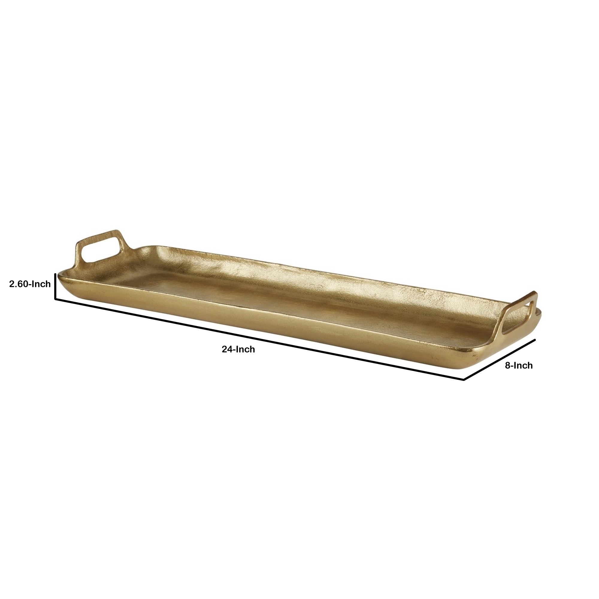Rectangular Metal Frame Decorative Tray With Cut Out Handle Gold-zoom-5