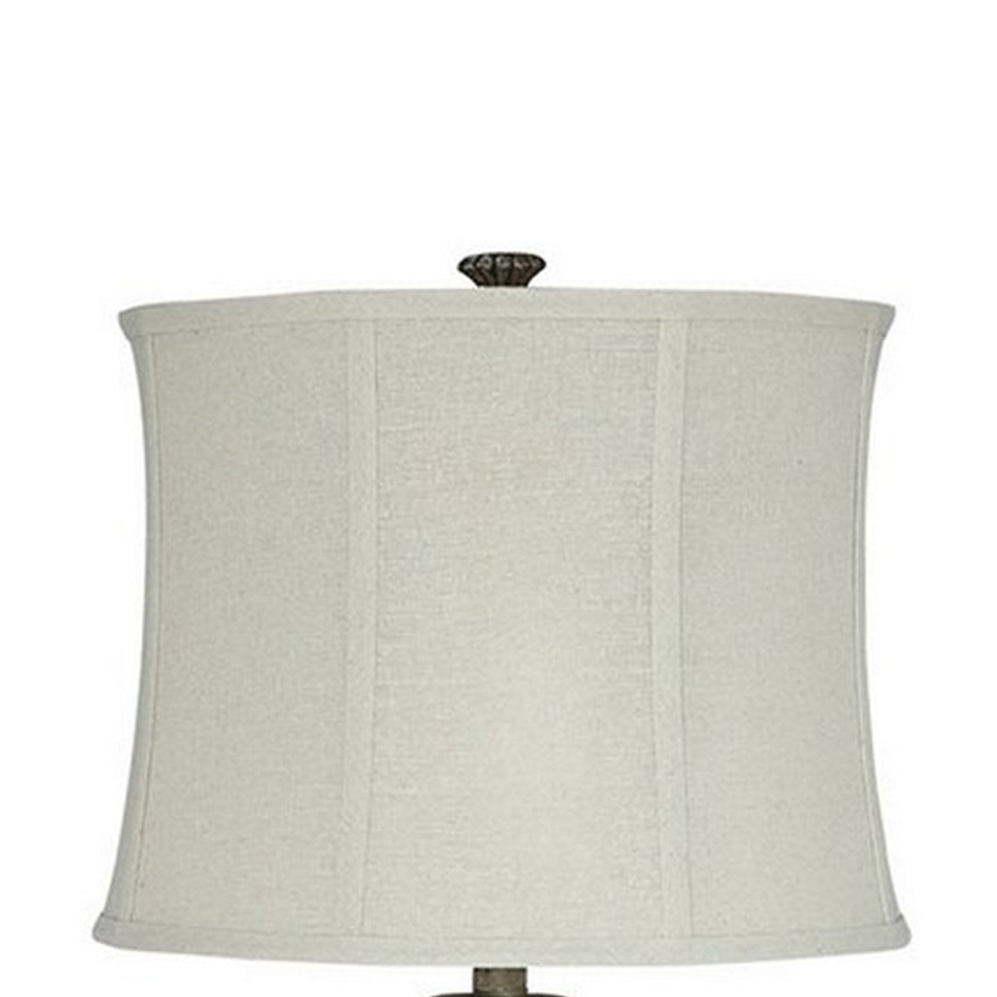 Pedestal Body Resin Table Lamp with Fabric Shade Taupe Gray and White-zoom-2