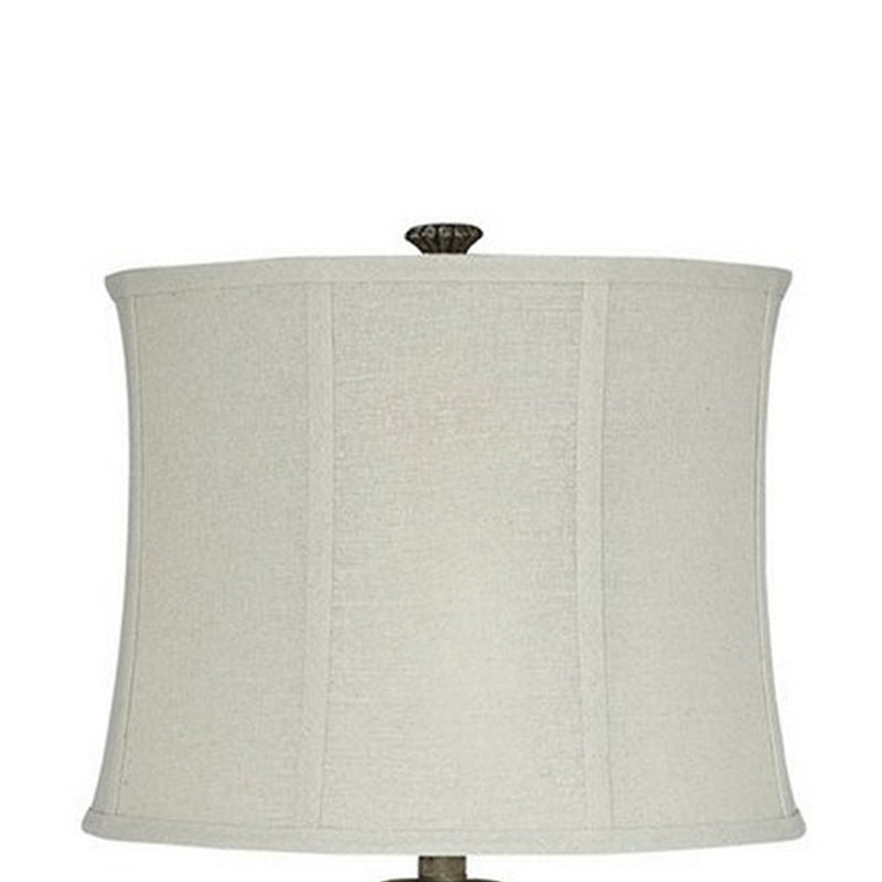 Pedestal Body Resin Table Lamp with Fabric Shade Taupe Gray and White-zoom-