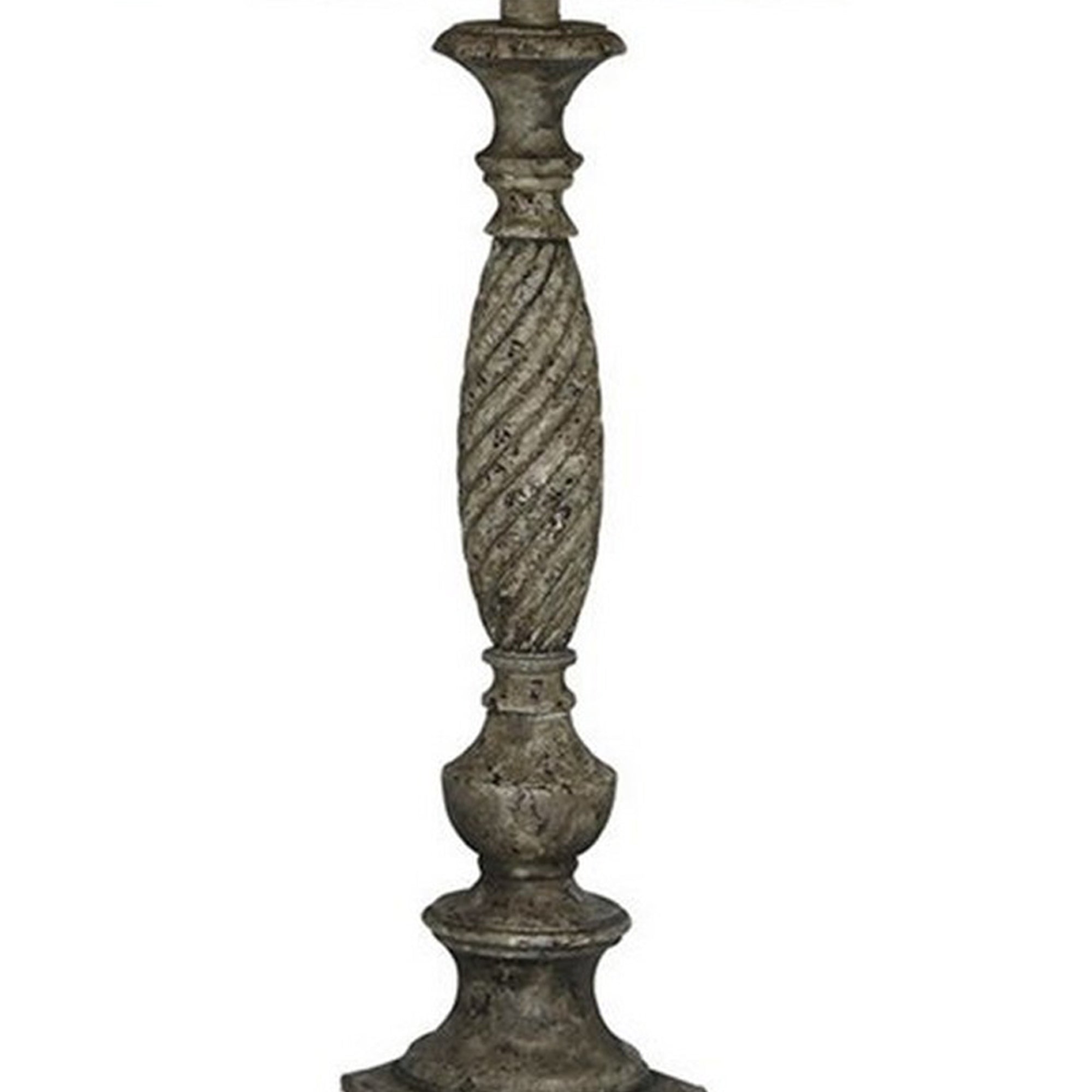Pedestal Body Resin Table Lamp with Fabric Shade Taupe Gray and White-zoom-3