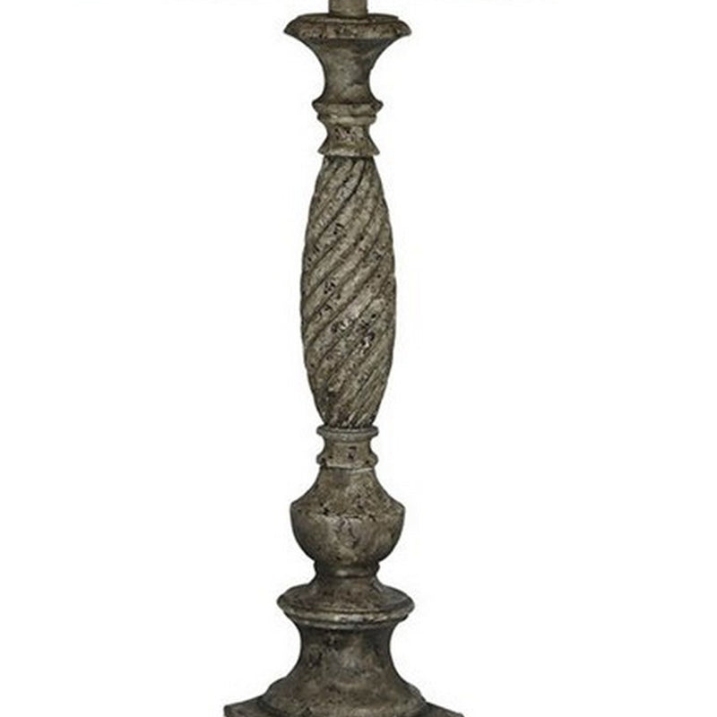 Pedestal Body Resin Table Lamp with Fabric Shade Taupe Gray and White-zoom-
