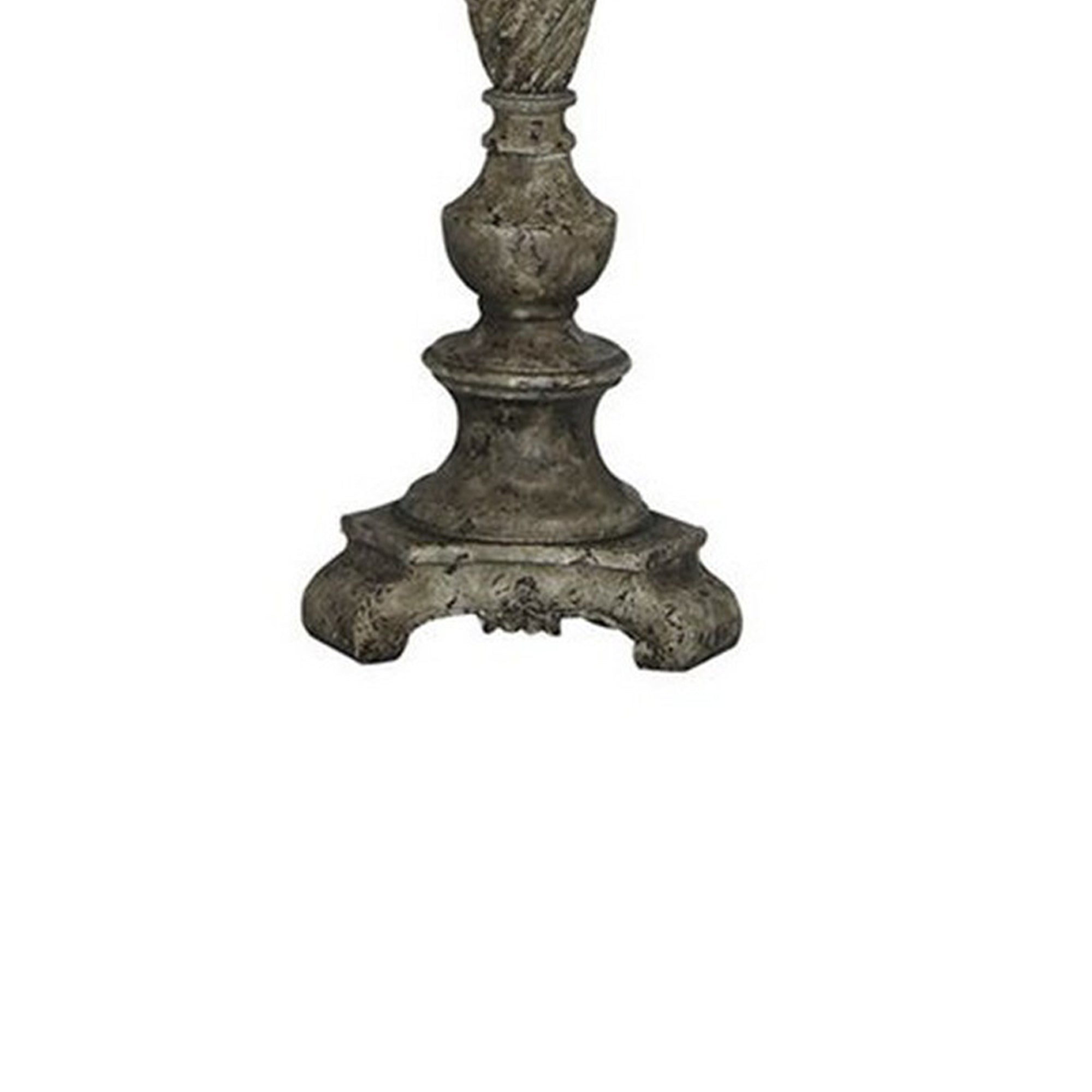 Pedestal Body Resin Table Lamp with Fabric Shade Taupe Gray and White-zoom-4