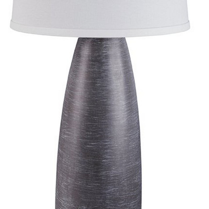 Vase Shape Resin Table Lamp with Fabric Shade Set of 2 Gray and White-zoom-