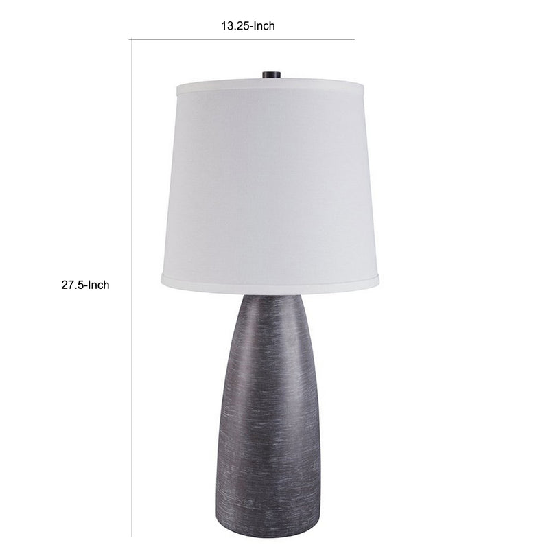 Vase Shape Resin Table Lamp with Fabric Shade Set of 2 Gray and White-zoom-