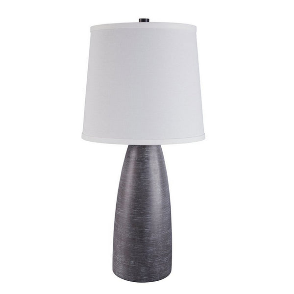 Vase Shape Resin Table Lamp with Fabric Shade Set of 2 Gray and White