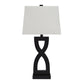 Resin Body Table Lamp with Hardback Shade Set of 2 Black and White