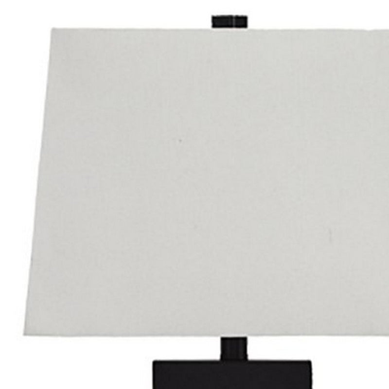 Resin Body Table Lamp with Hardback Shade Set of 2 Black and White-zoom-