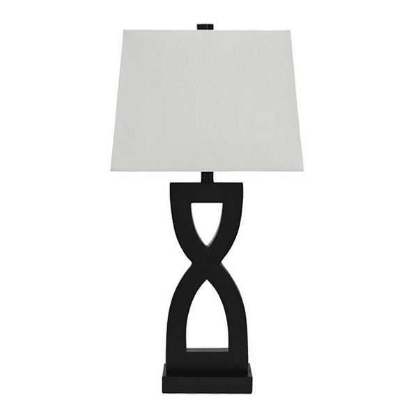Resin Body Table Lamp with Hardback Shade Set of 2 Black and White