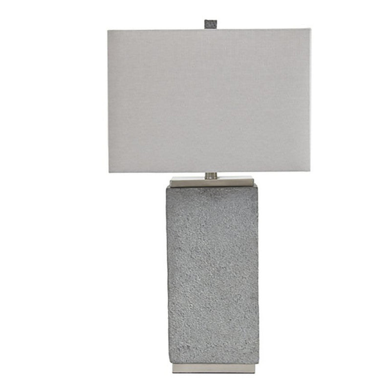 Resin Table Lamp with Faux Concrete Finish and Hardback Shade Set of 2 Gray-zoom-