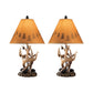 Resin Body Table Lamp with Antler and Pinecone Design Set of 2 Brown