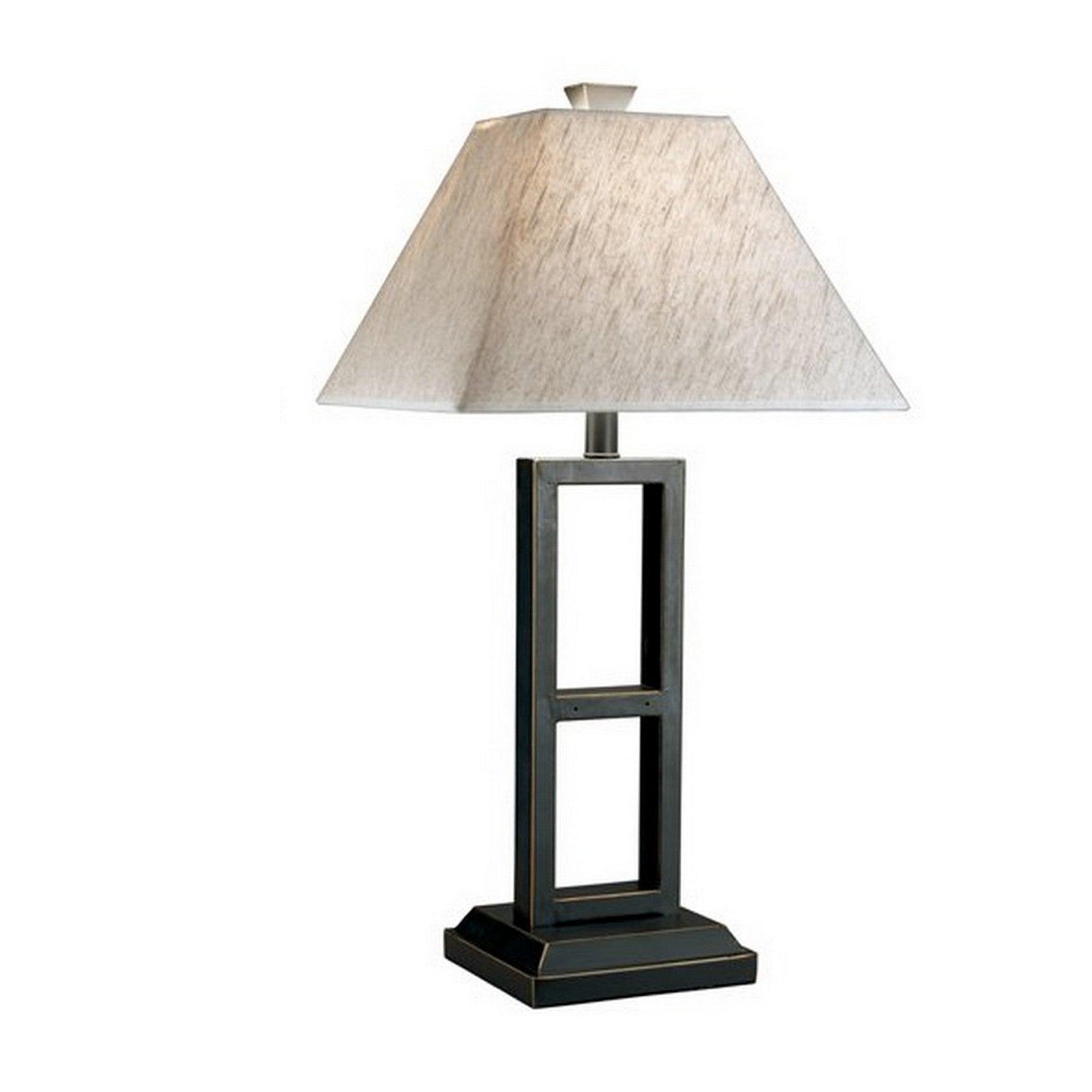 Geometric Metal Body Table Lamp with Fabric Shade Set of 2 Black and White-zoom-2