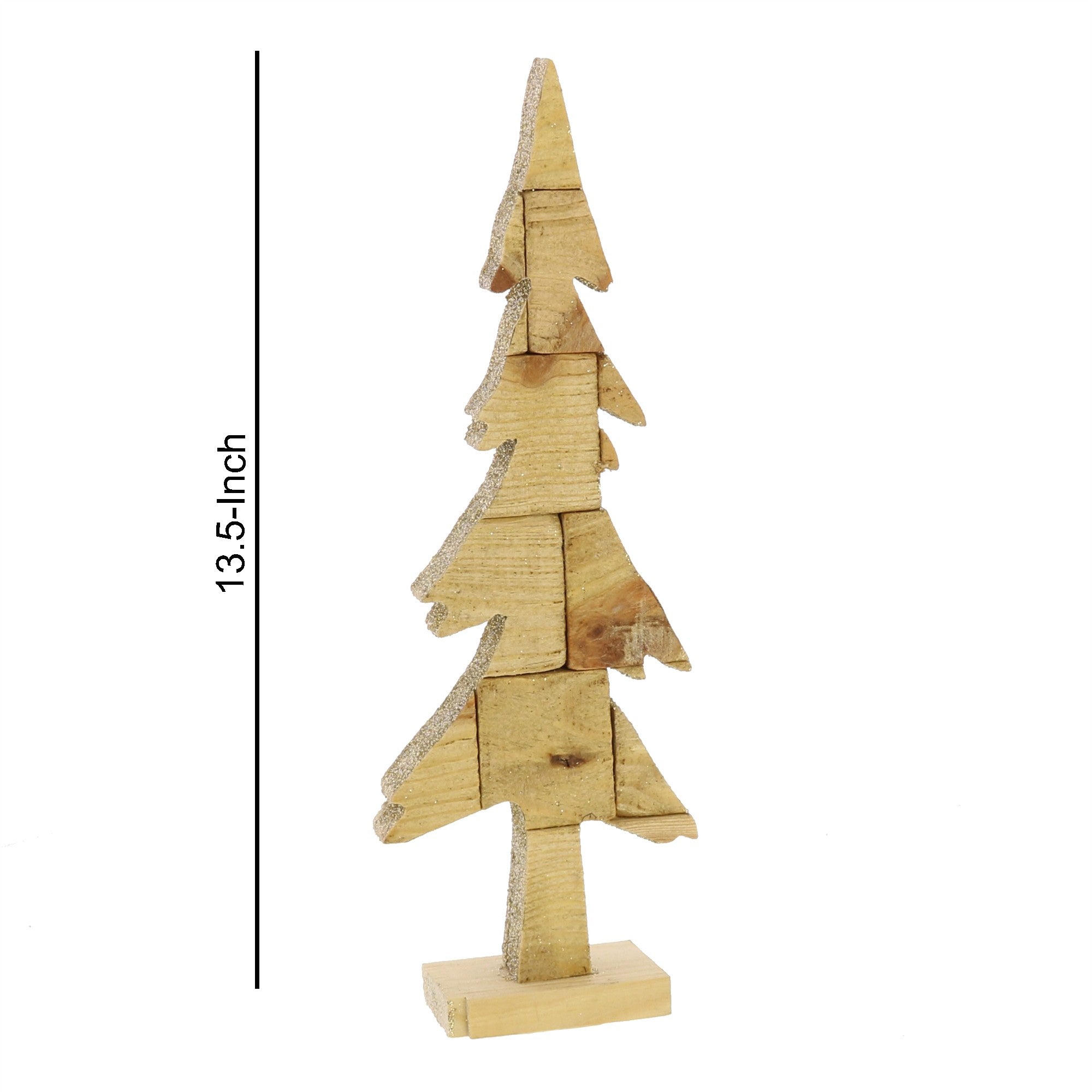Wooden Pine Tree Design Accent Decor Small Brown-zoom-5