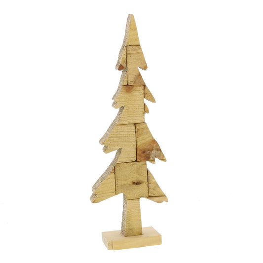 Wooden Pine Tree Design Accent Decor Small Brown