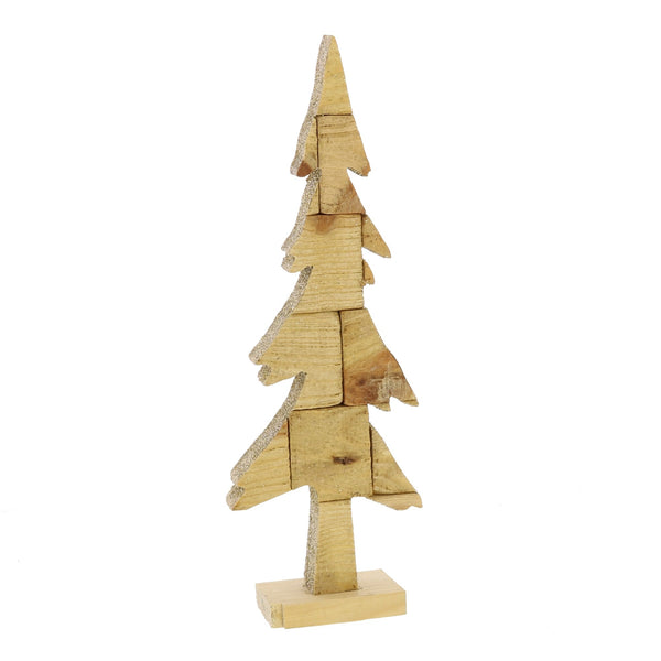 Wooden Pine Tree Design Accent Decor Small Brown