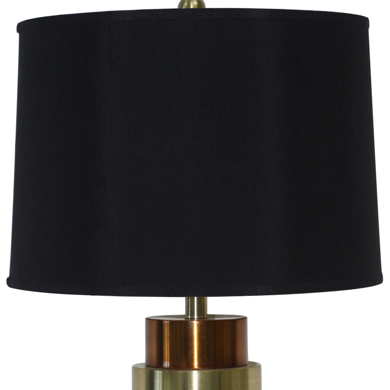Metal Table Lamp with Cylindrical Pedestal Base Black and Gold-zoom-