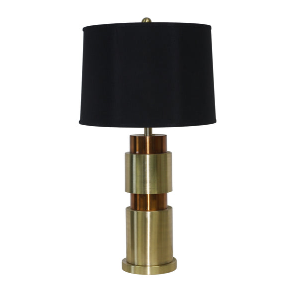 Metal Table Lamp with Cylindrical Pedestal Base Black and Gold