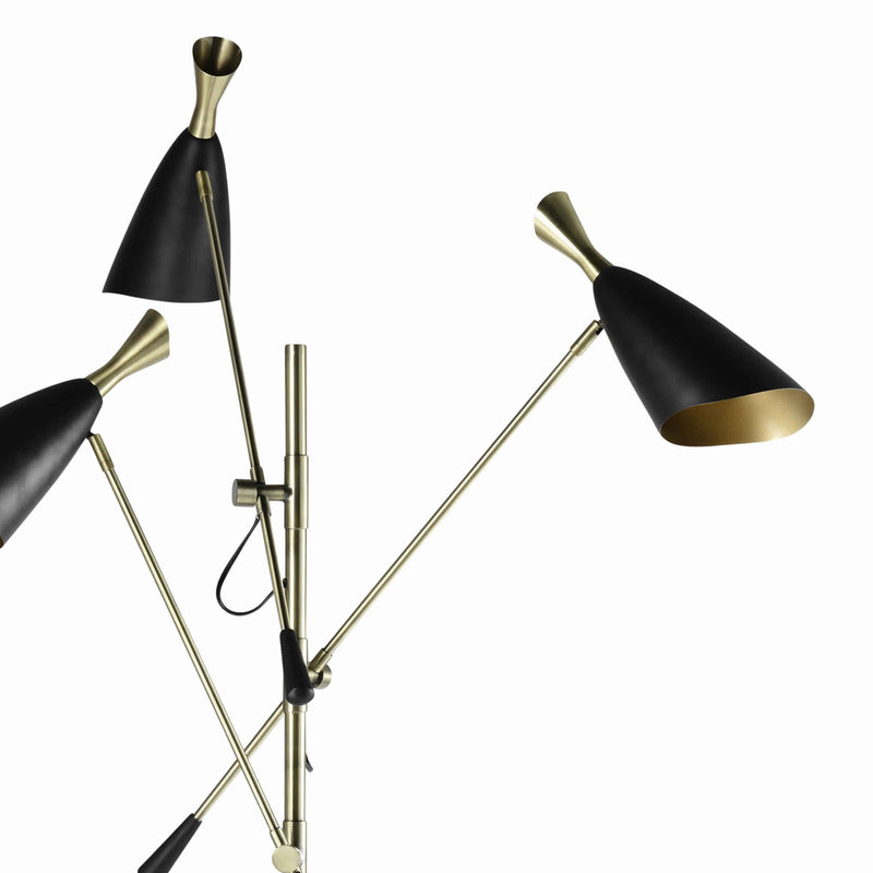 3 Light Metal Floor Lamp With Adjustable Height Black-zoom-