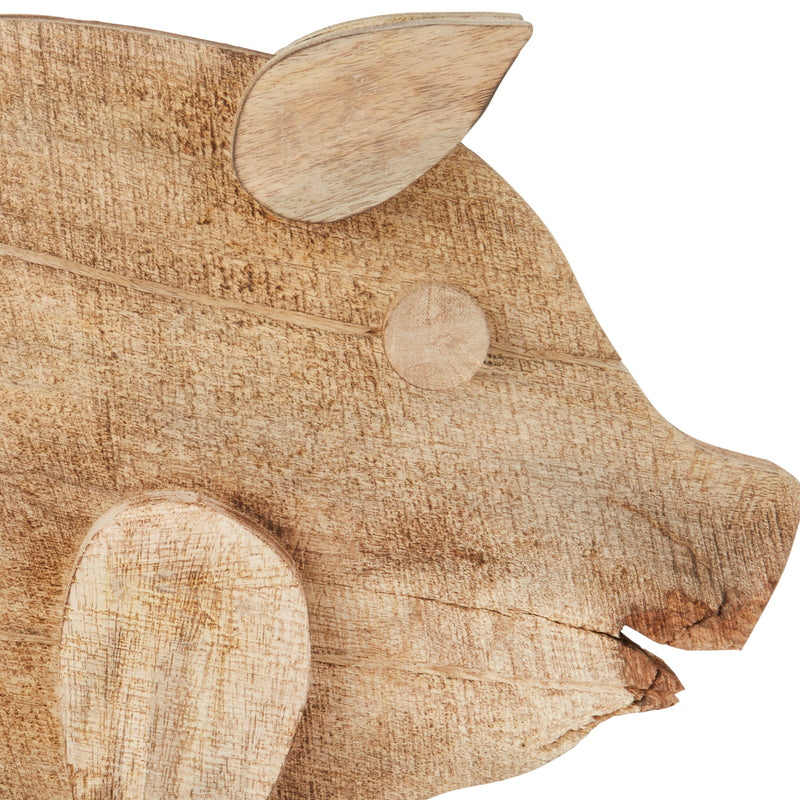 18 Inch Wooden Pig Accent Decor Brown-zoom-