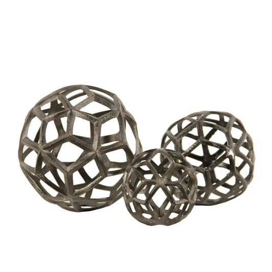 Aluminum Frame Decorative Metal Spheres Set Of 3 Gray