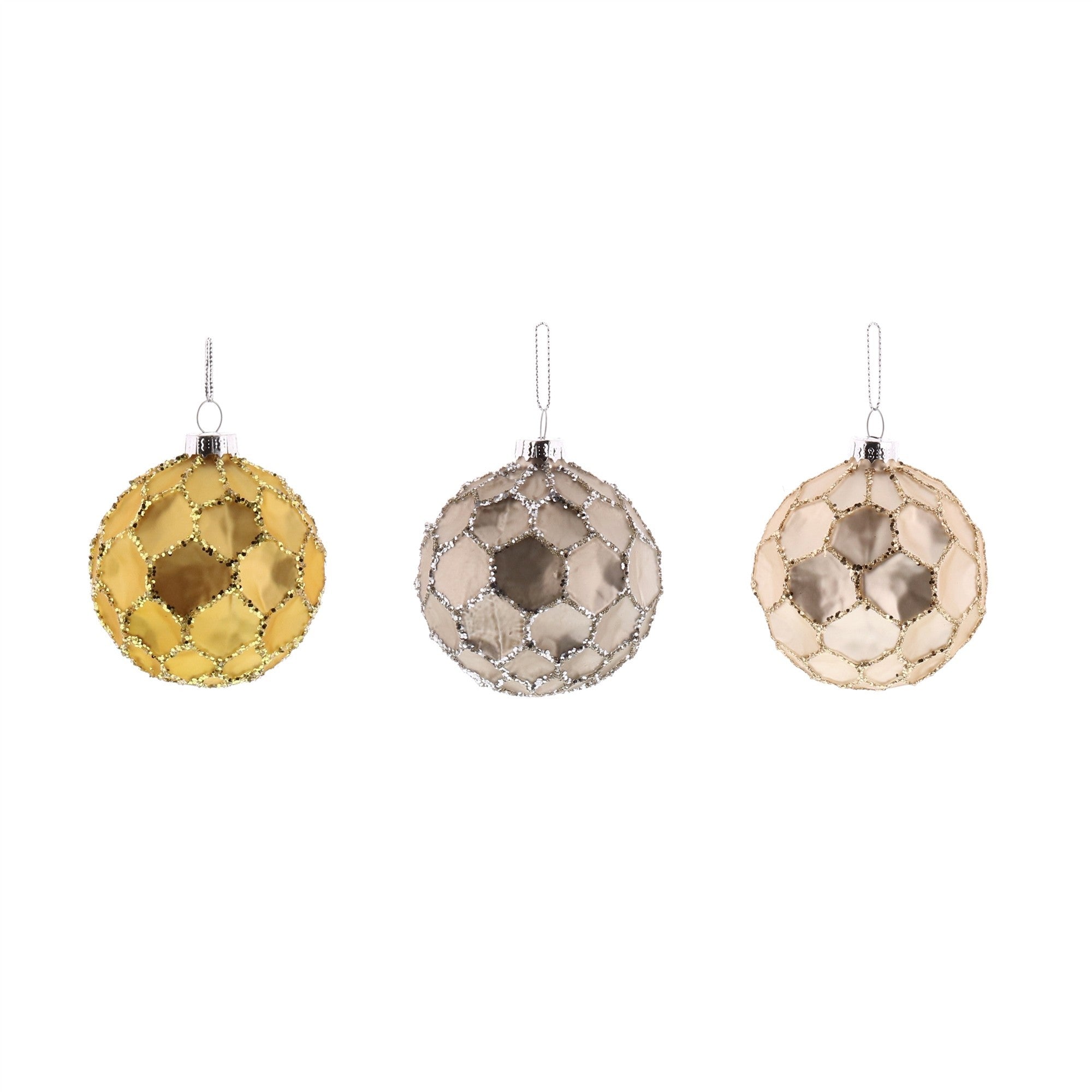 Honeycomb Glass Decorative Ornament Set Of 3 Multicolor