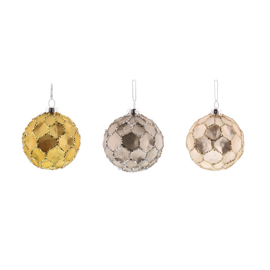 Honeycomb Glass Decorative Ornament Set Of 3 Multicolor