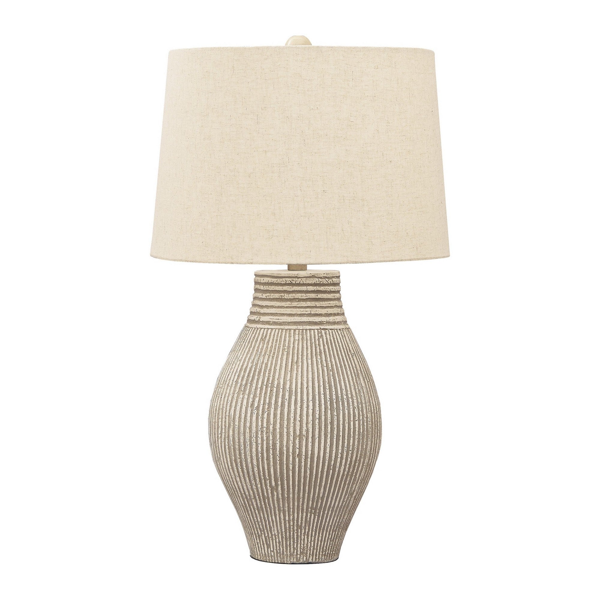 Drum Shade Table Lamp with Paper Composite Base Beige-zoom-1