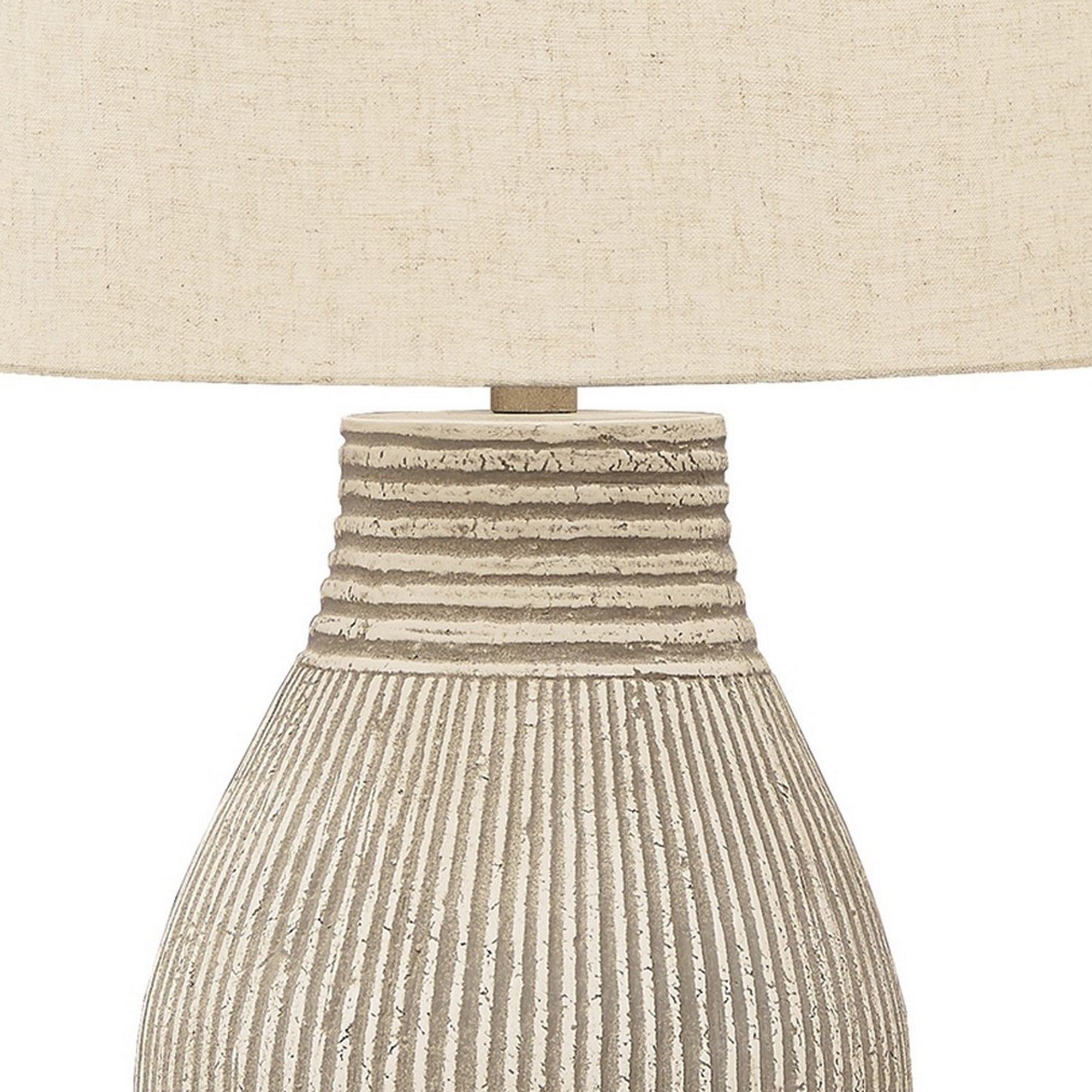 Drum Shade Table Lamp with Paper Composite Base Beige-zoom-3