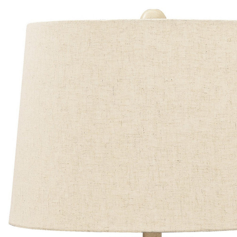 Drum Shade Table Lamp with Paper Composite Base Beige-zoom-