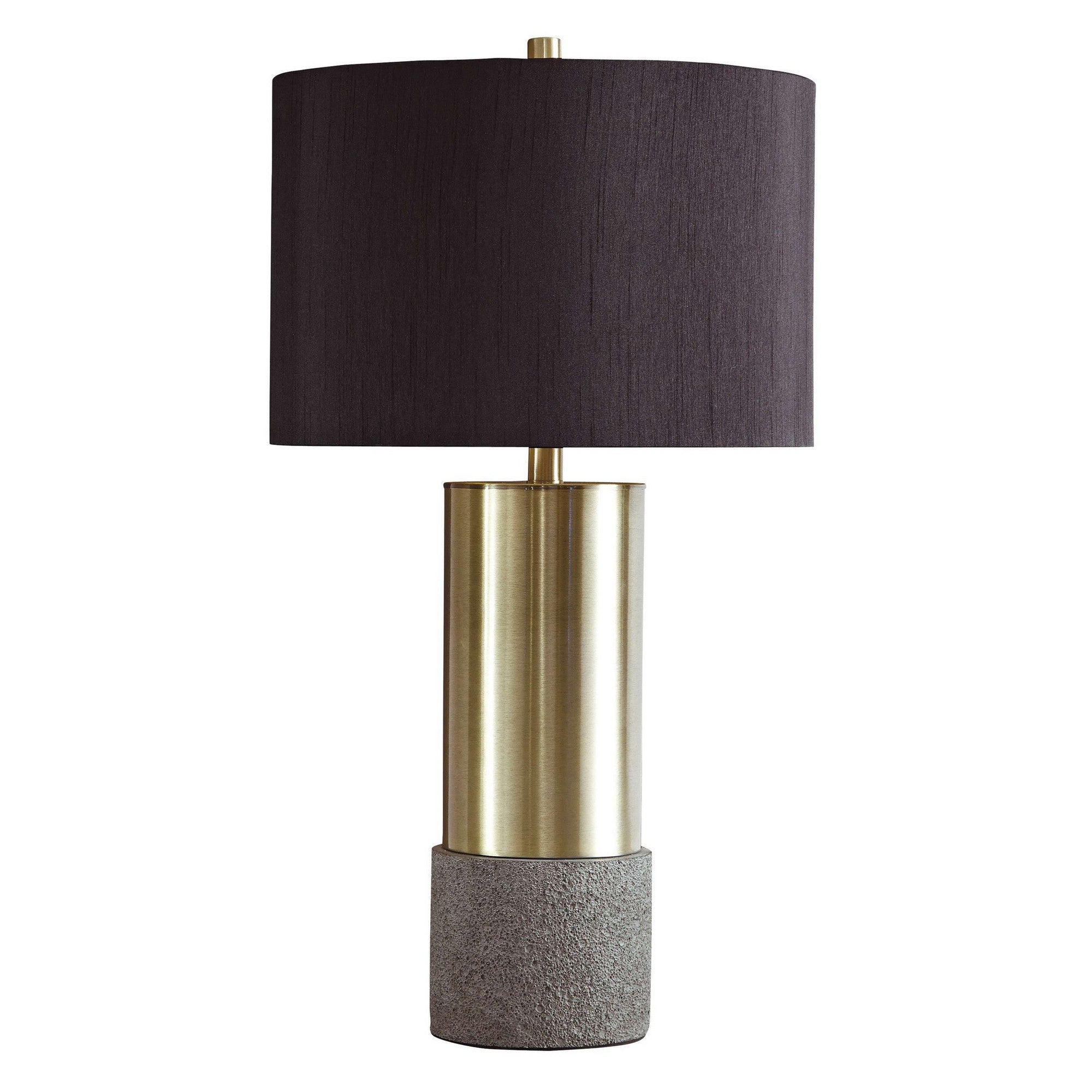 Faux Concrete and Metal Base Table Lamp Set of 2 Brass and Gray-zoom-2