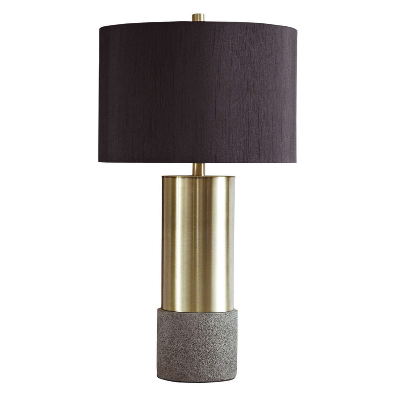 Faux Concrete and Metal Base Table Lamp Set of 2 Brass and Gray-zoom-
